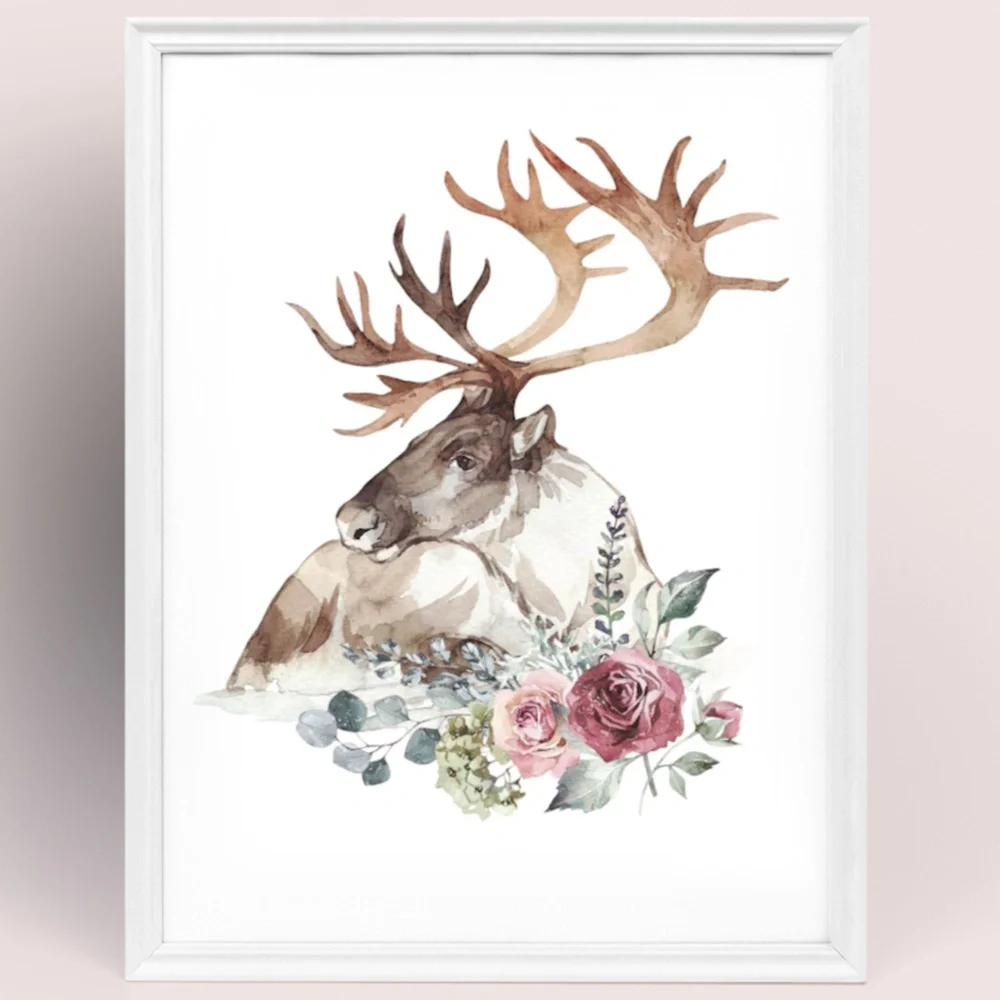 Moose Elk Deer Watercolor Wall Art Print Poster UNFRAMED - Picture 10 of 10
